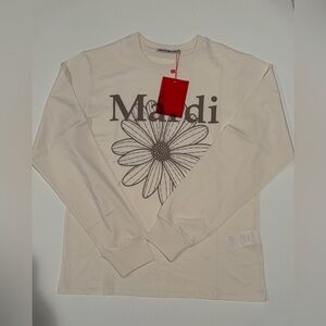 NWT Mardi Mercredi Cream Daisy Graphic Long Sleeve Tee One Size